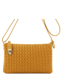 Fashion Woven Clutch Crossbody Bag WU112 MUSTARD